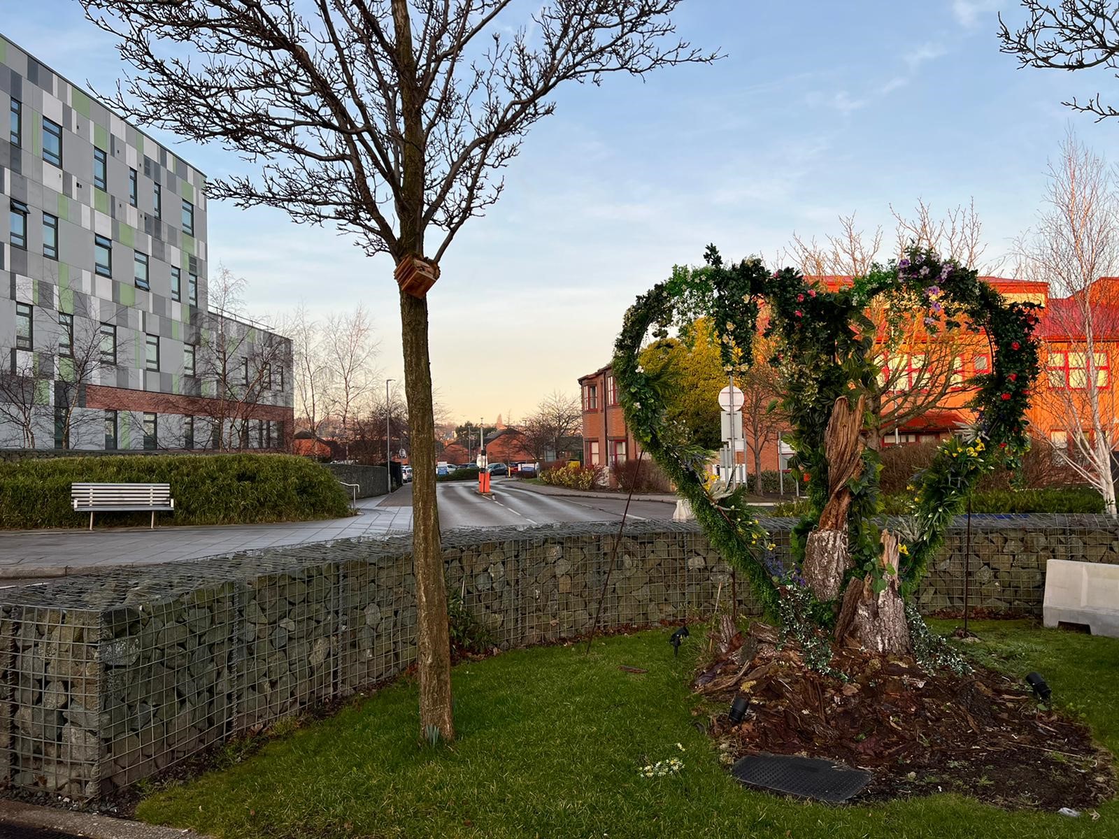 Floral heart outside St Catherine's Health Centre