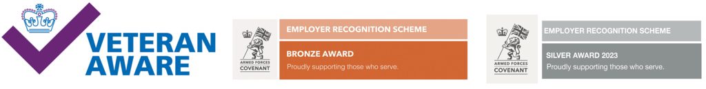 Veteran Aware bronze and silver award for the employer recognition scheme