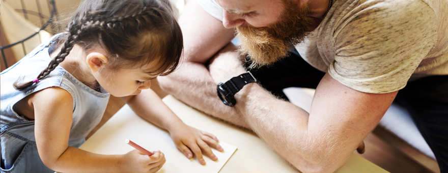 A child drawing.