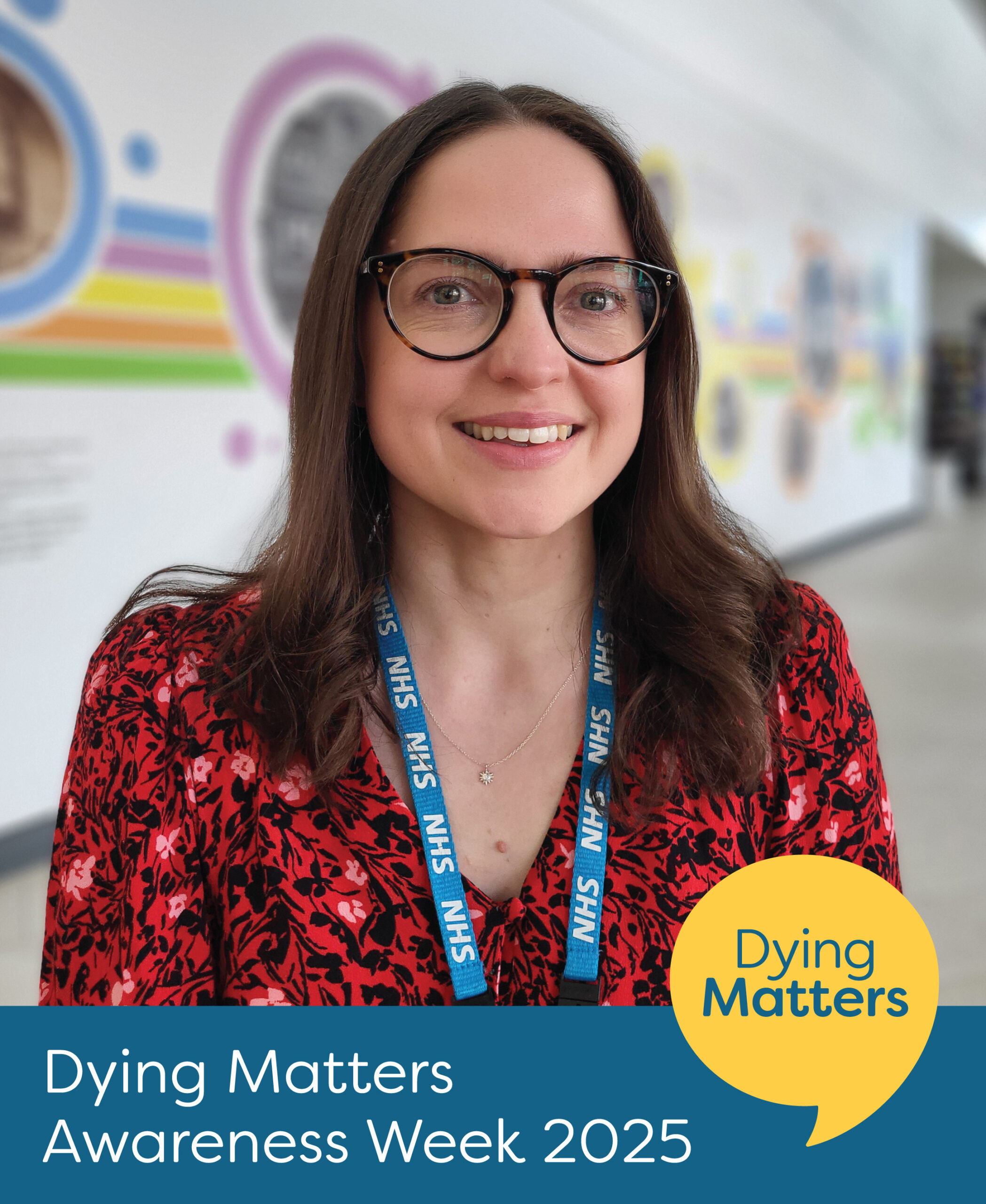 Woman in glasses supporting Dying Matters Awareness Week