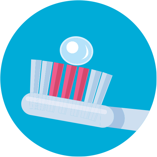 Cartoon image of of a toothbrush with toothpaste.