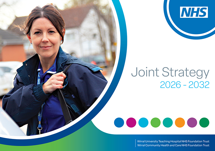 Front cover of Joint Strategy 2026-2032. Cover shows an image of a community nurse outside.