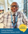 Man wearing glasses in smart dress supporting Dying Matters Awareness Week