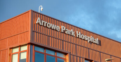 Photograph of Arrowe Park Hospital Text reads: Arrowe Park Hospital